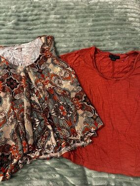 Market & Spruce Red and Cream Paisley Full Circle Skirt